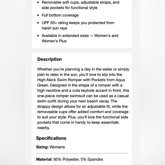 🏖️Aqua Green High Neck Romper Swimsuit Black UPF 50+ Size Large🏖️ - Picture 14 of 15